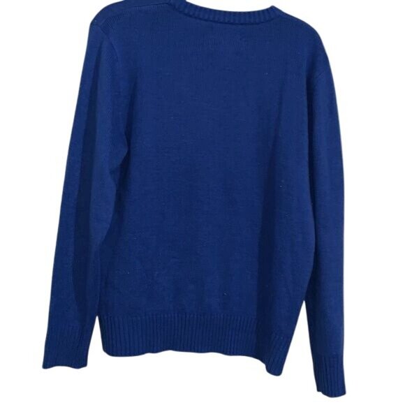 Hybrid Holiday Sweater Blue Snowflake Print With Scarf Motif Medium - Picture 5 of 7